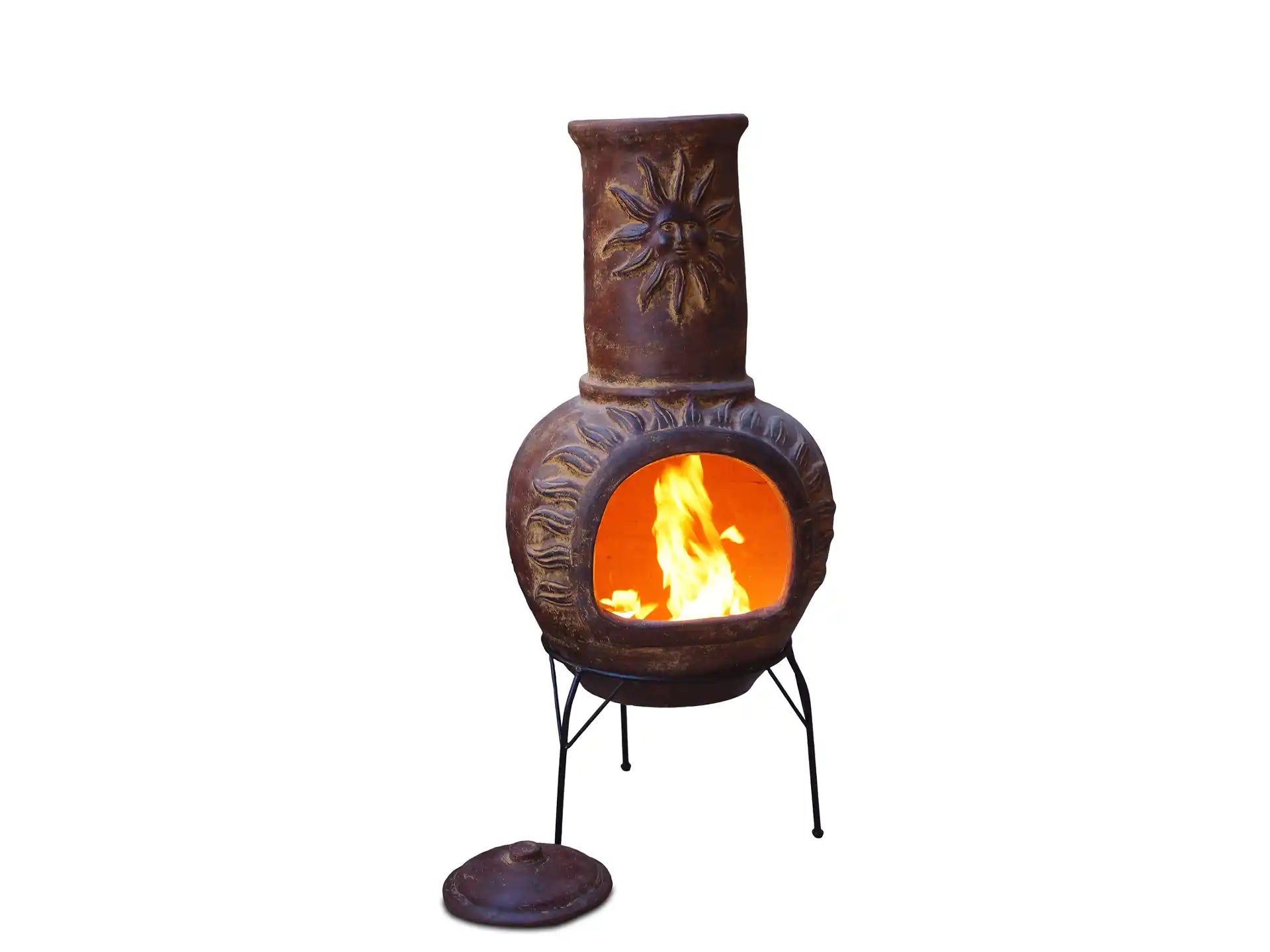 Sol-y-Yo Chimenea Mexicaanse vuurpot met zon (rood, 105 cm) | Mexico Trade
