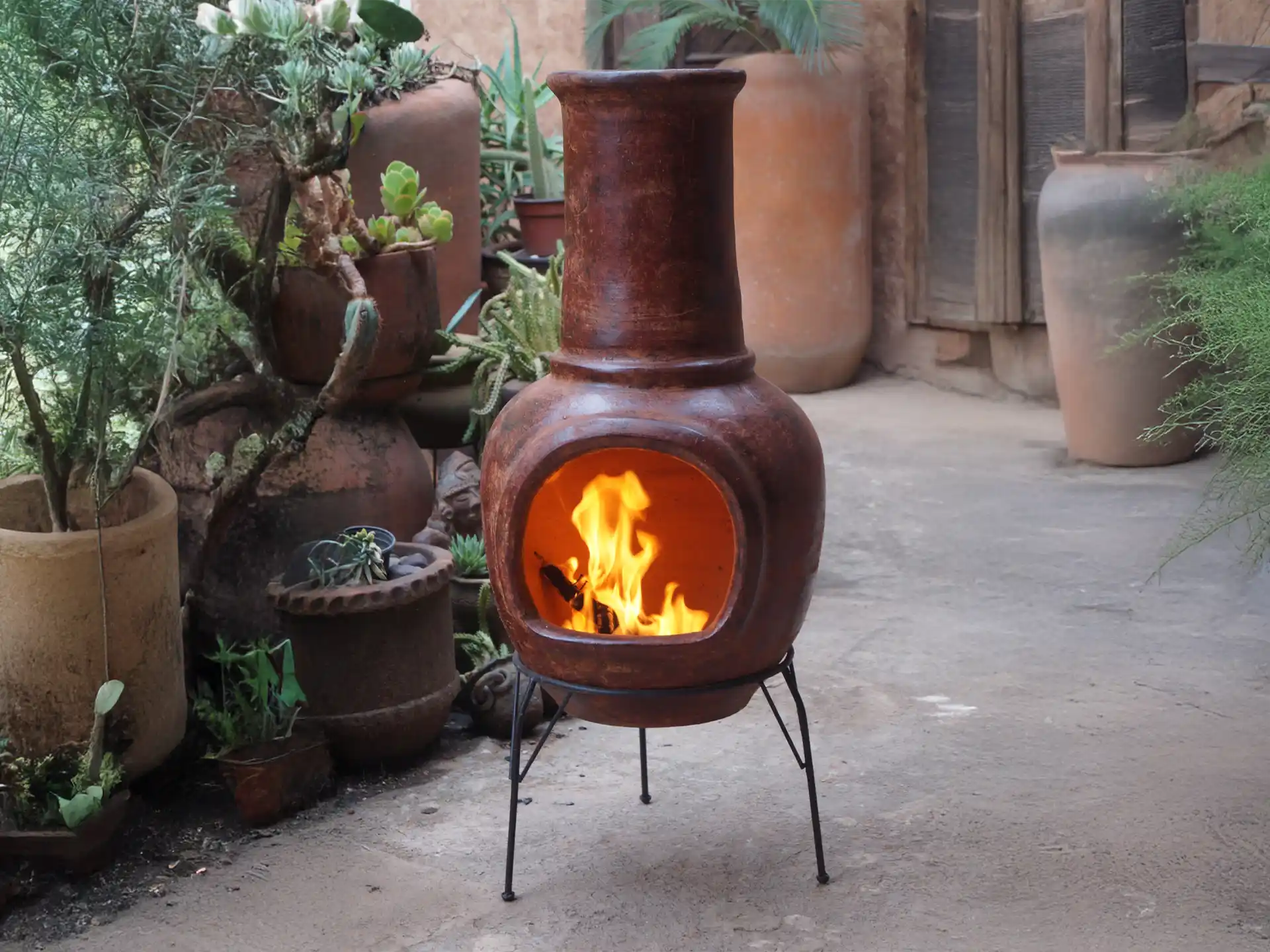 Sol-y-Yo Chimenea Terracotta Tuinhaard (rood, 105 cm) | Mexico Trade