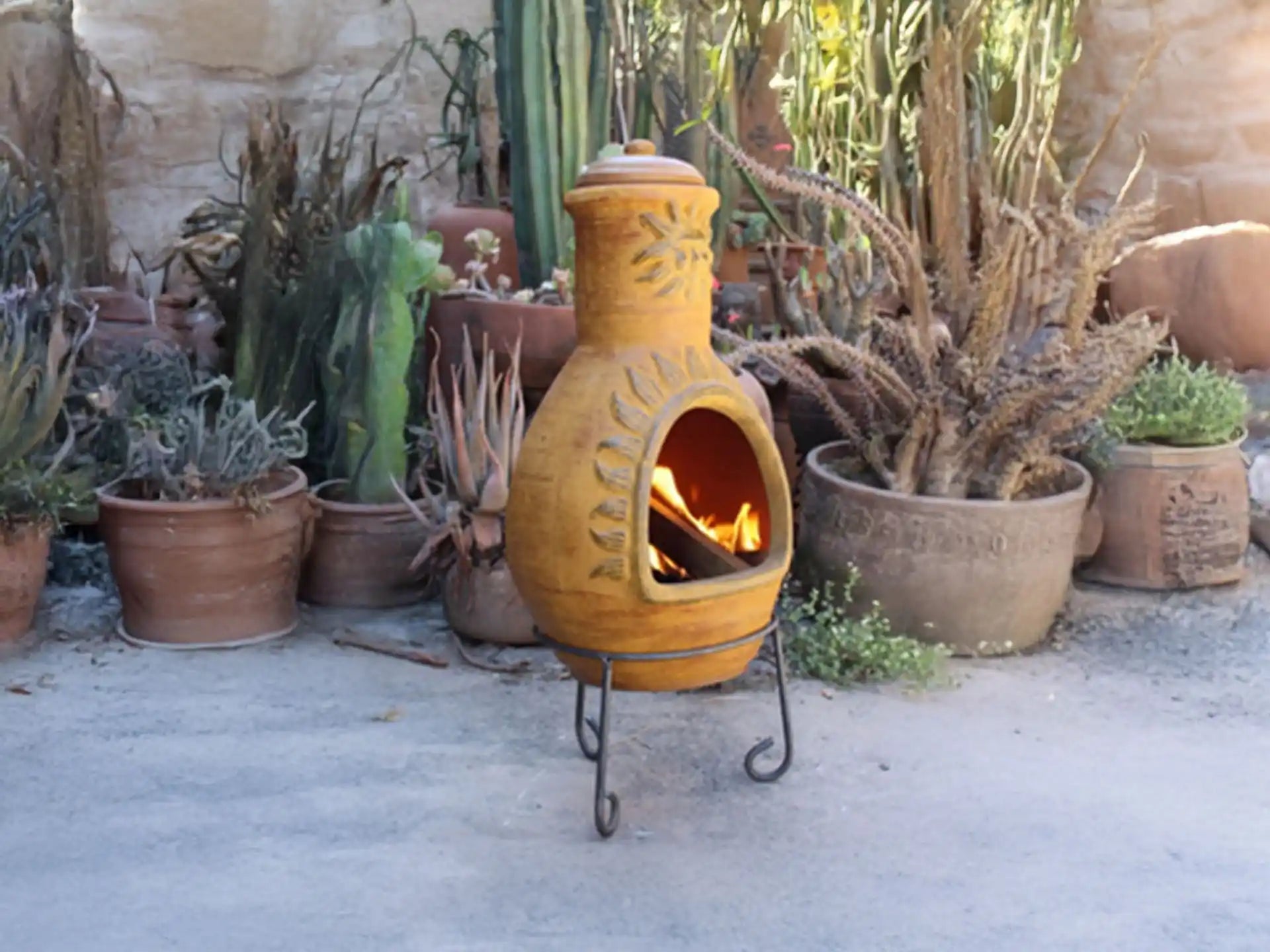Sol-y-Yo Mexicaanse Chimenea tuinhaard met zon 46 x 106 Madrid - Geel | Mexico Trade