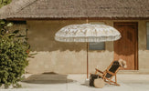 Todo Bien - Bali parasol 280 cm - Crème - Volledig gouden beschildering, fringe
